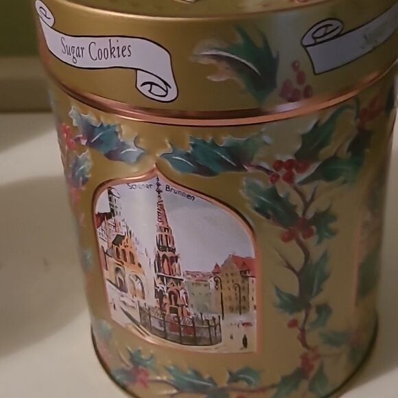 Festive Sugar Cookie Gold Musical  Cookie Tin - Picture 3 of 11